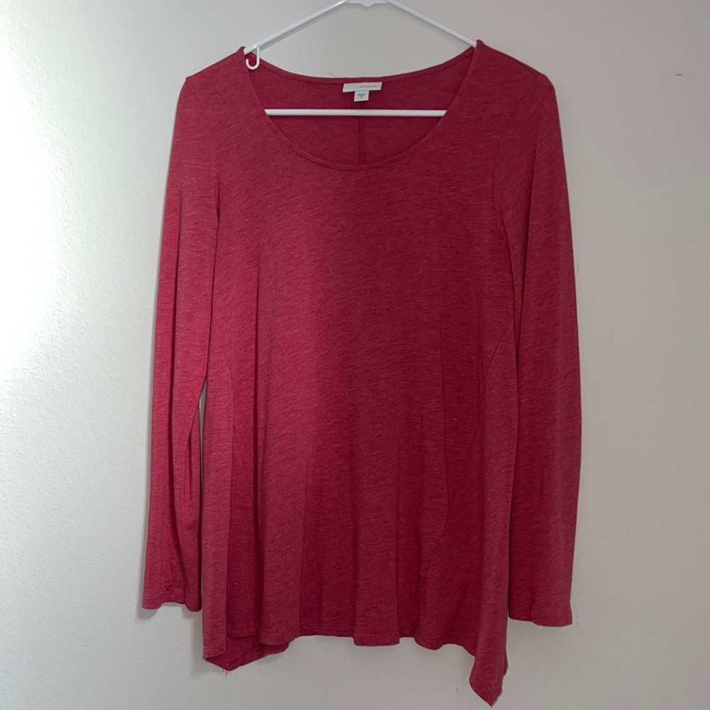Pure Jill Women's Red Long Sleeve Shirttail Top